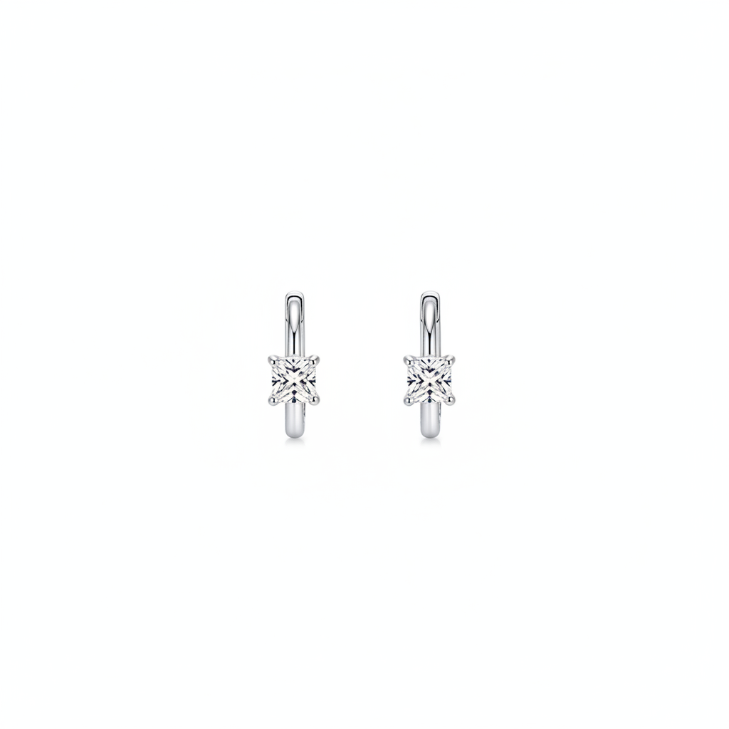 Aretes de plata 925 con diamantes geométricos - 1