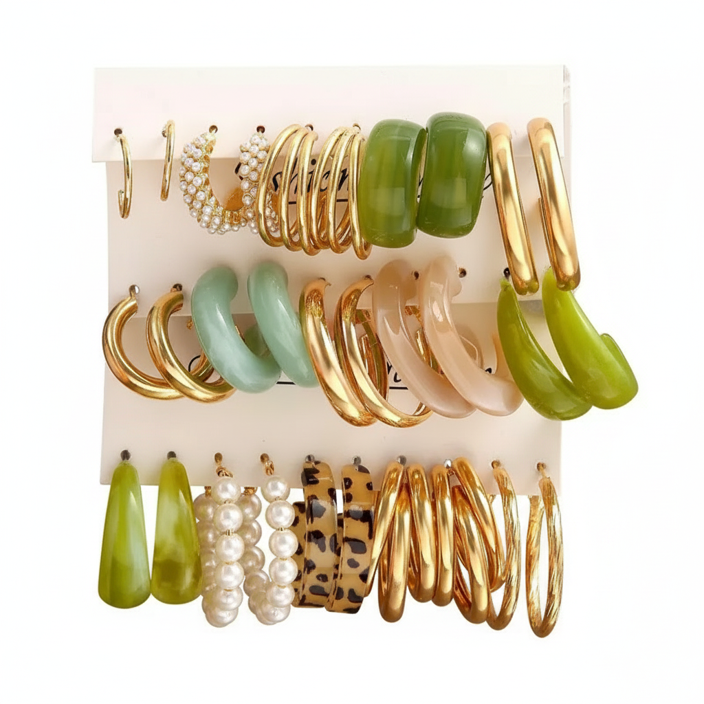 Aretes Geométricos Set Estilo Aesthetic Mujer - 1