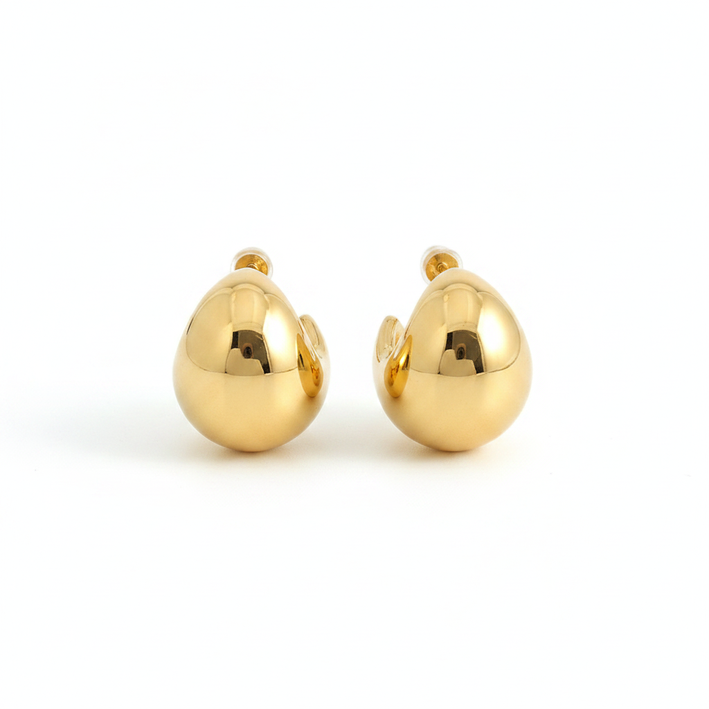 Aretes Luna Media Acero Titanio Estilo Minimal Elegante - 1