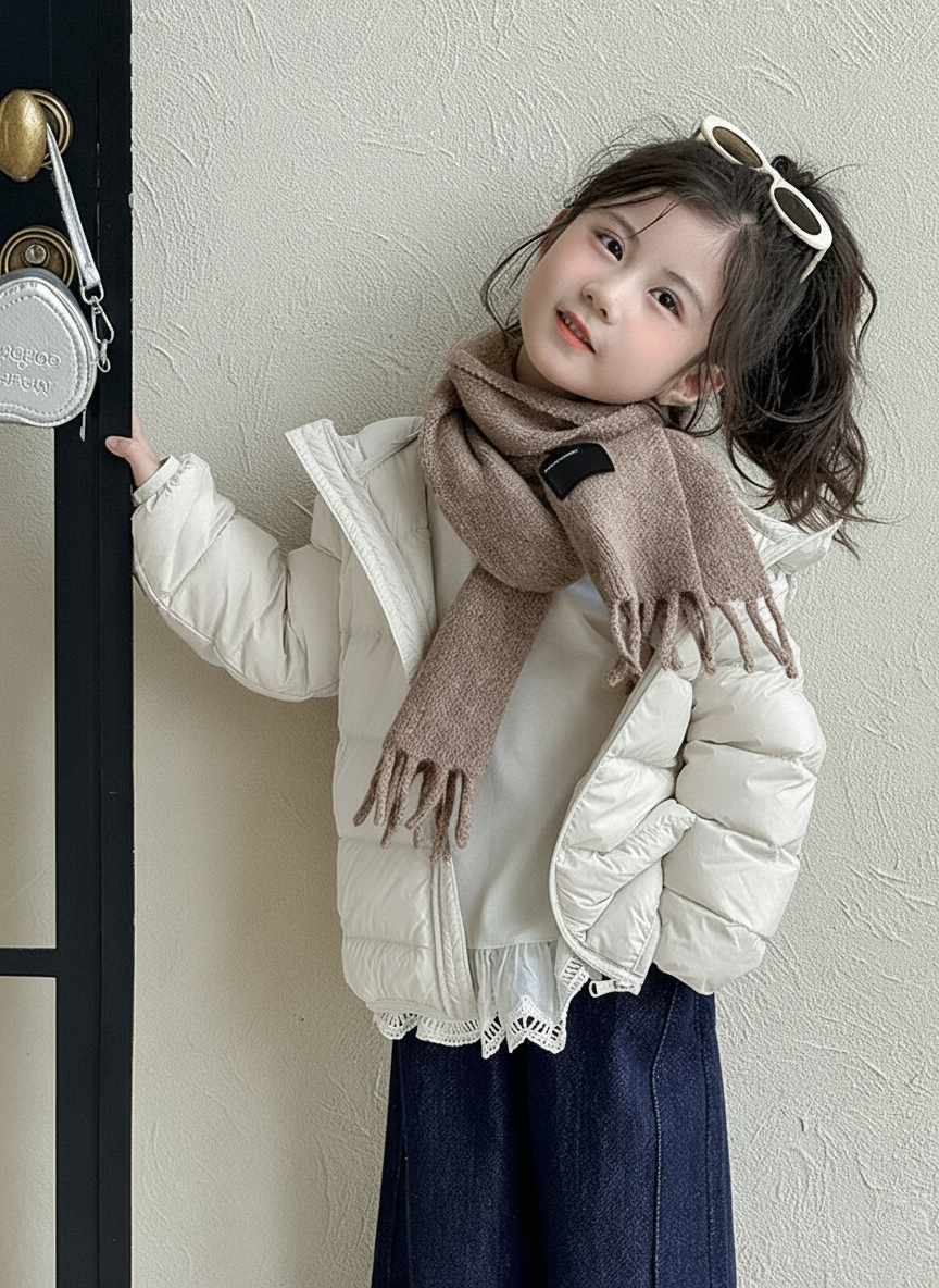 Chamarra de plumón para niña con capucha invierno - 3