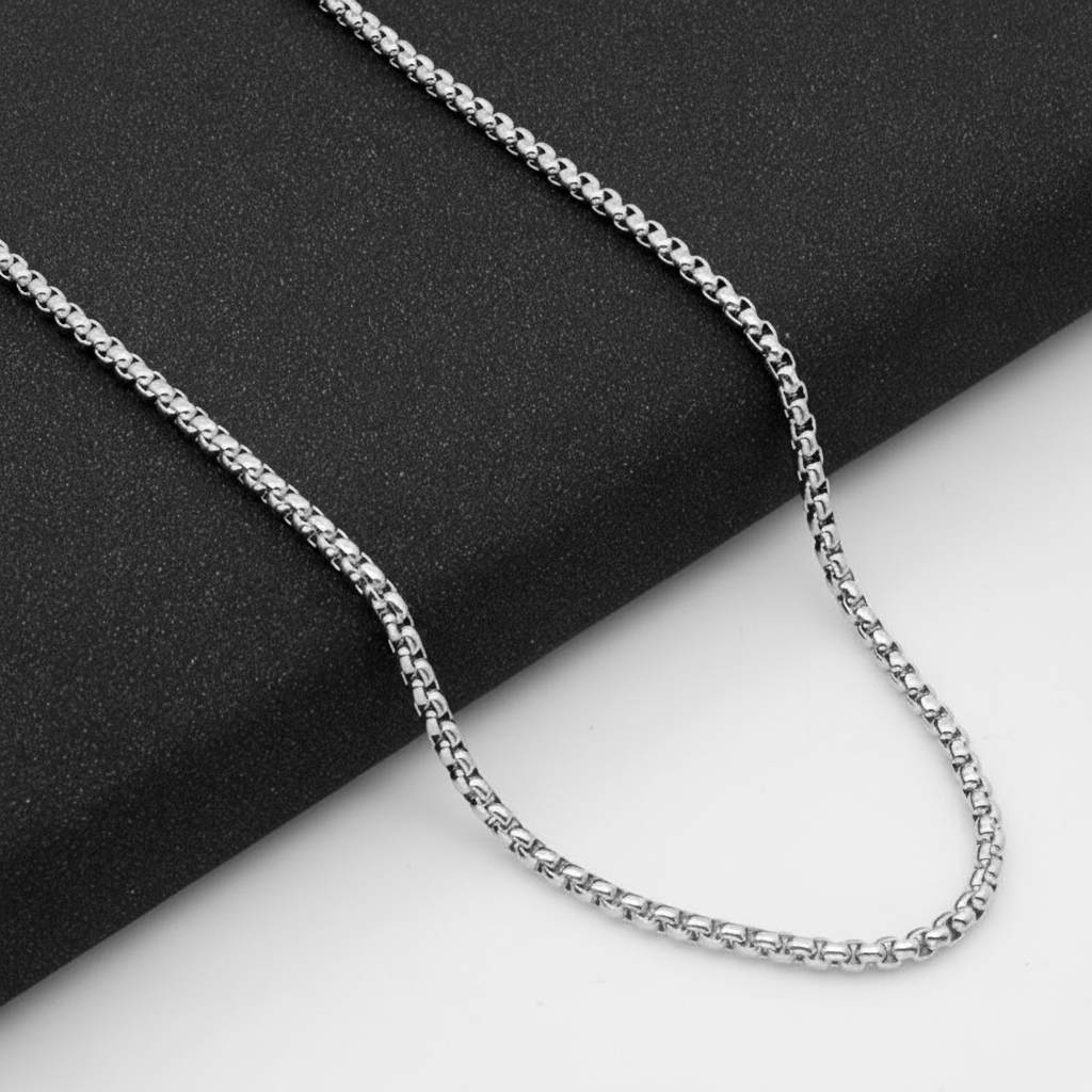 Cadena de perlas cuadradas de titanio unisex - 2