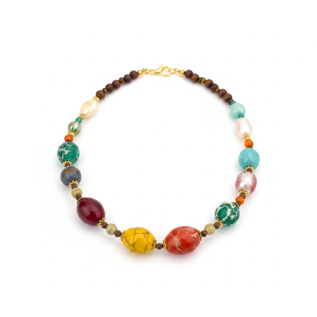 Collar de cuentas colorido estilo étnico para mujer - 1