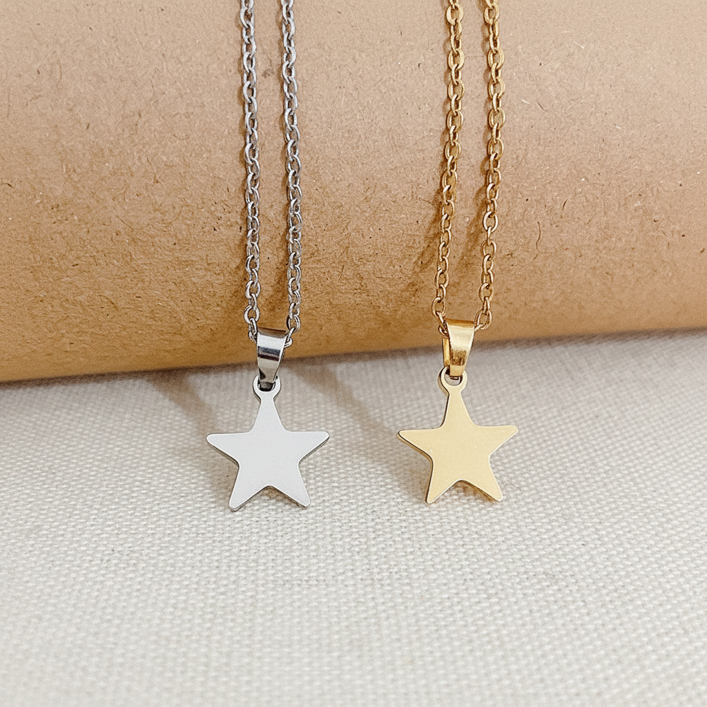 Collar de acero titanio con dije corazón sin desteñir - 2