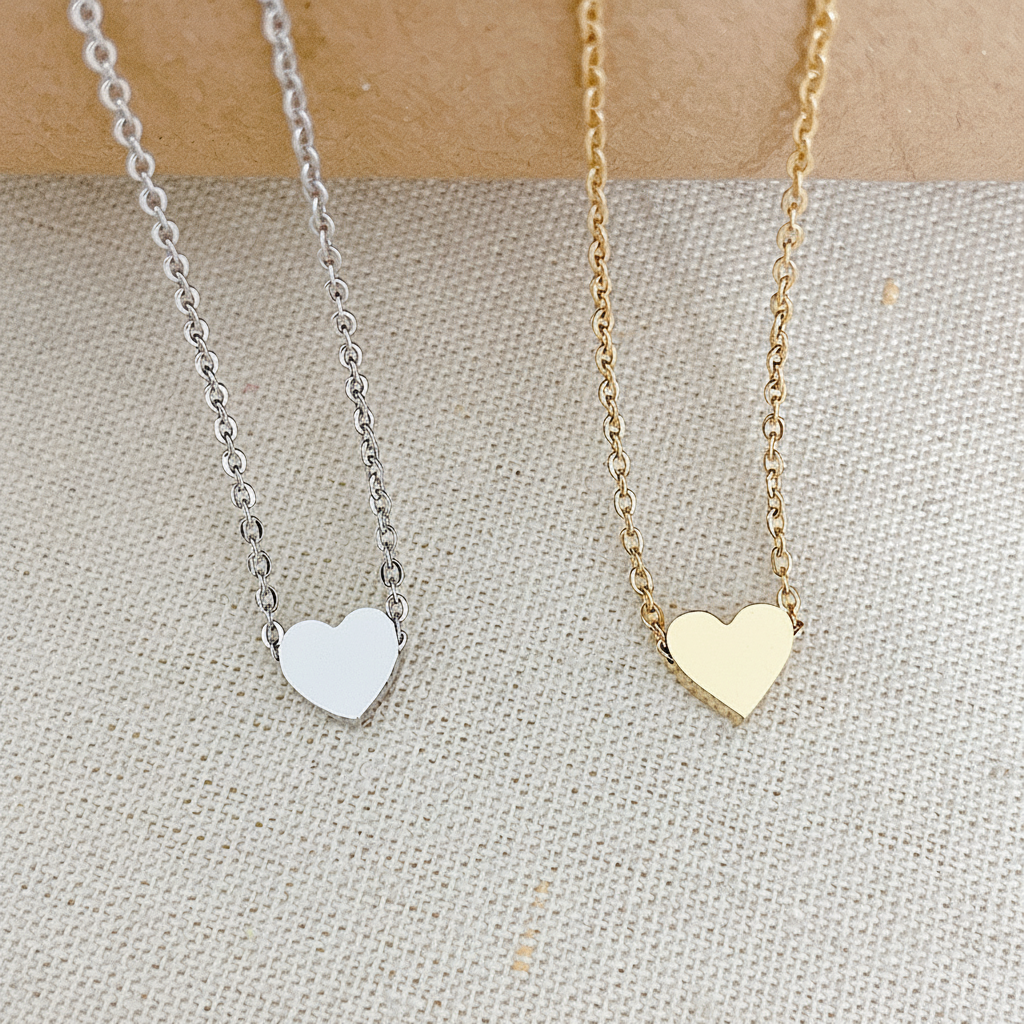 Collar de acero titanio con dije corazón sin desteñir - 4