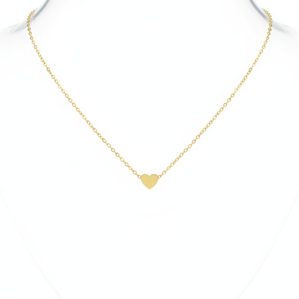 Collar de acero titanio con dije corazón sin desteñir - 1