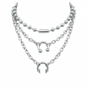 Collar multicapa geométrico estilo punk minimalista - 1