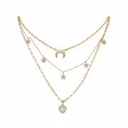 Collar de clavícula multicapa corazón y luna - 1