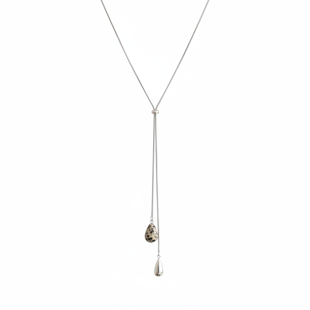 Collar Ajustable con Dije de Gota de Cristal Mujer - 1