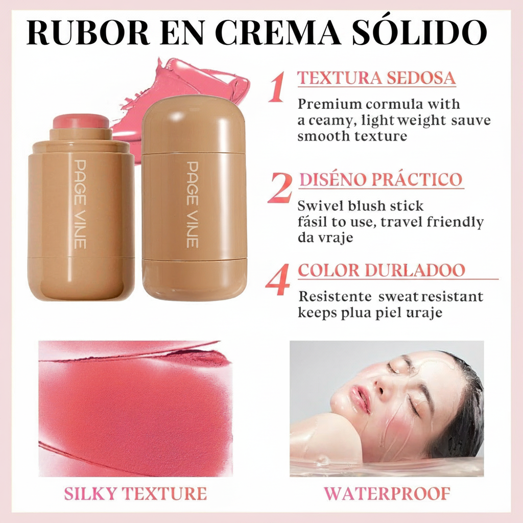 Rubor en Crema 2 en 1 Labios y Mejillas PAGE VINE - 2
