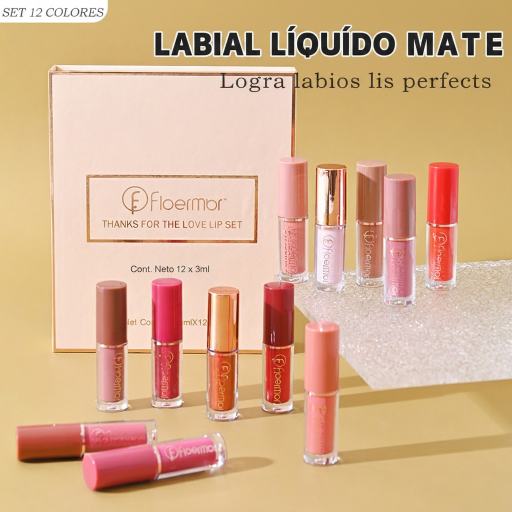 Set de 12 Lip Gloss Mate y Perlado Resistente al Agua - 2