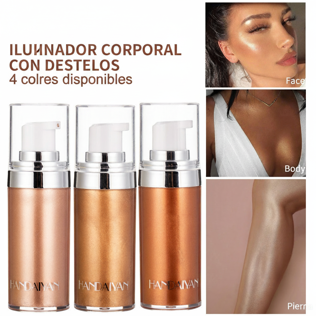Iluminador Corporal Líquido con Destellos Finos 4 Tonos - 3
