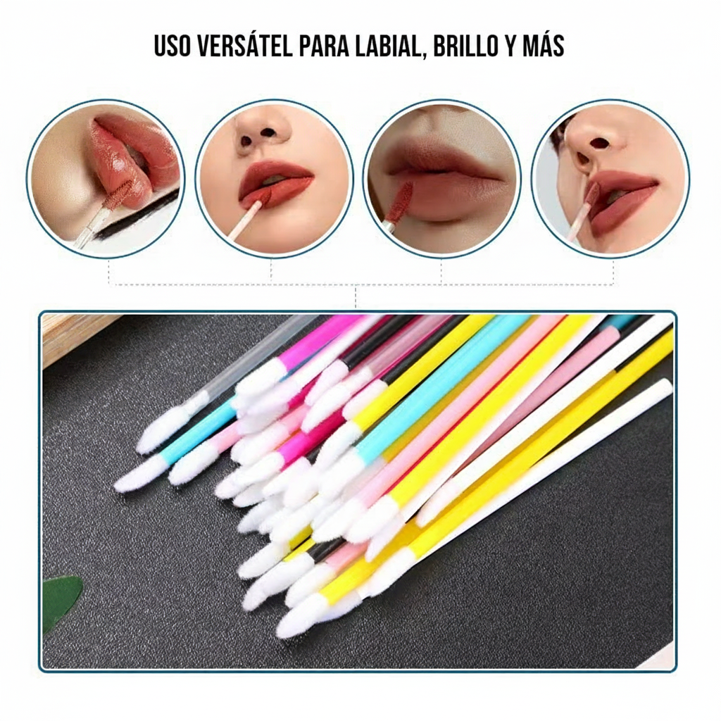 Brochas desechables para labios set 50 piezas - 4
