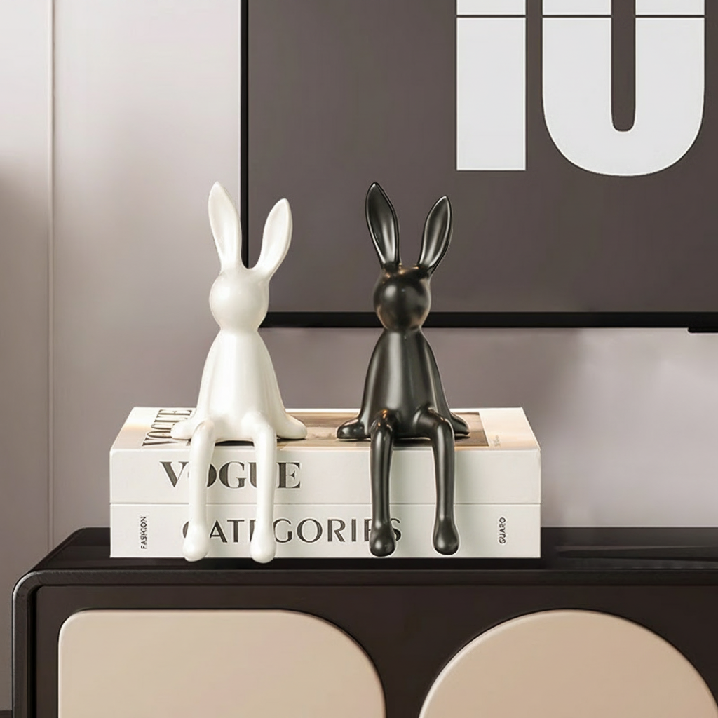 Conejo de cerámica decorativo estilo moderno minimalista - 2