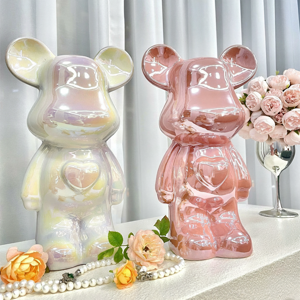 Alcancía Oso de Cerámica Decorativa con Acabado Electrochapado - 2