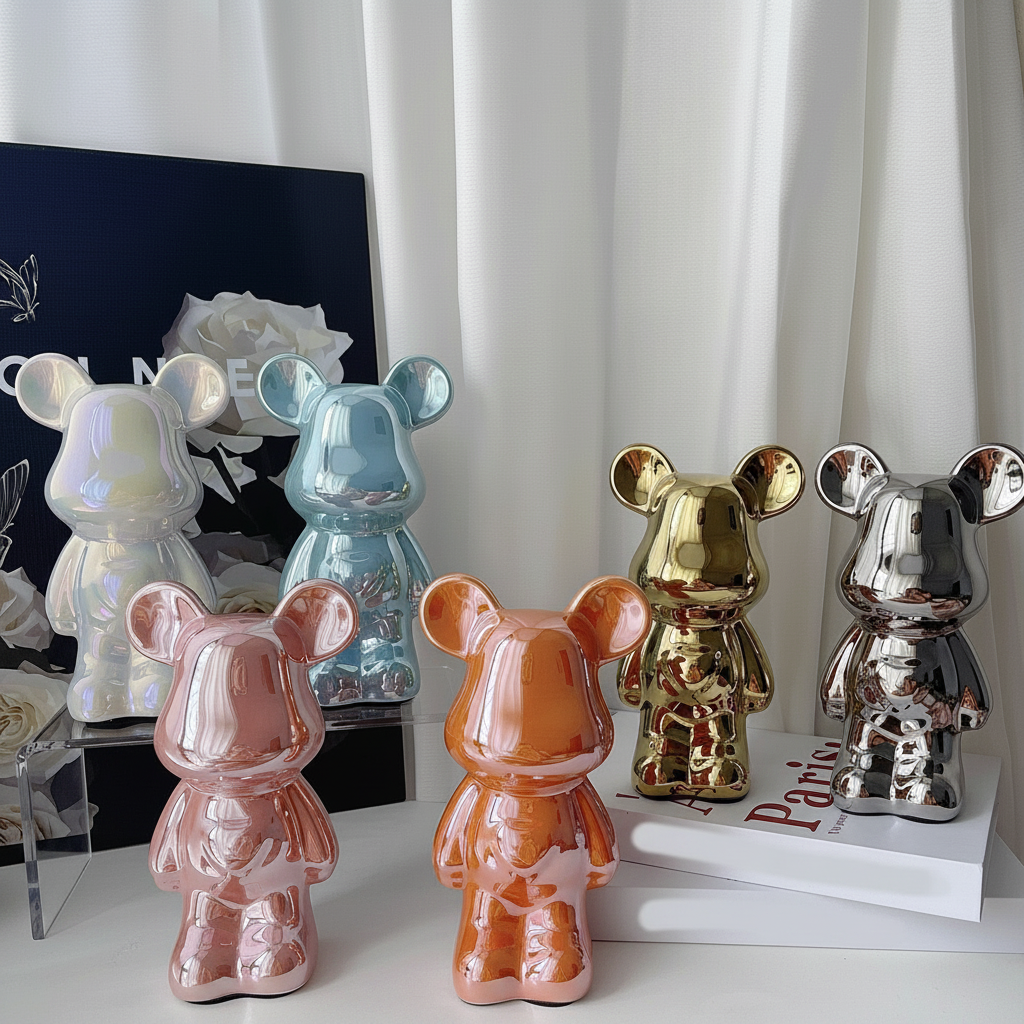 Alcancía Oso de Cerámica Decorativa con Acabado Electrochapado - 3