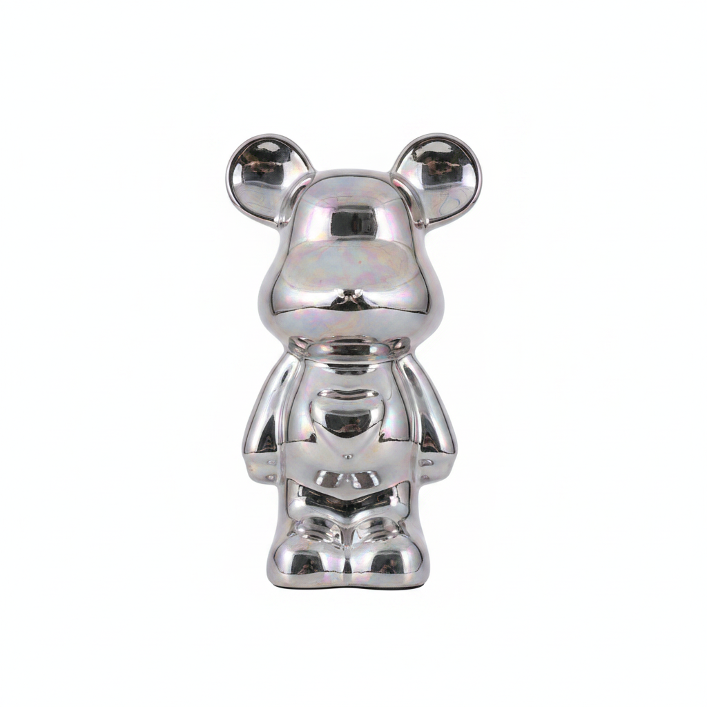 Alcancía Oso de Cerámica Decorativa con Acabado Electrochapado - 1