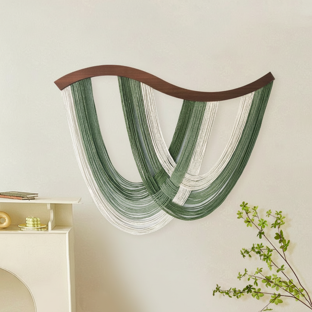 Tapiz Boho de algodón con flecos para pared 80x60 cm - 2