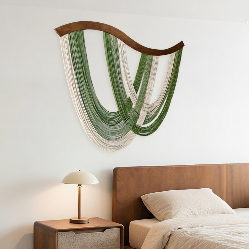 Tapiz Boho de algodón con flecos para pared 80x60 cm - 3