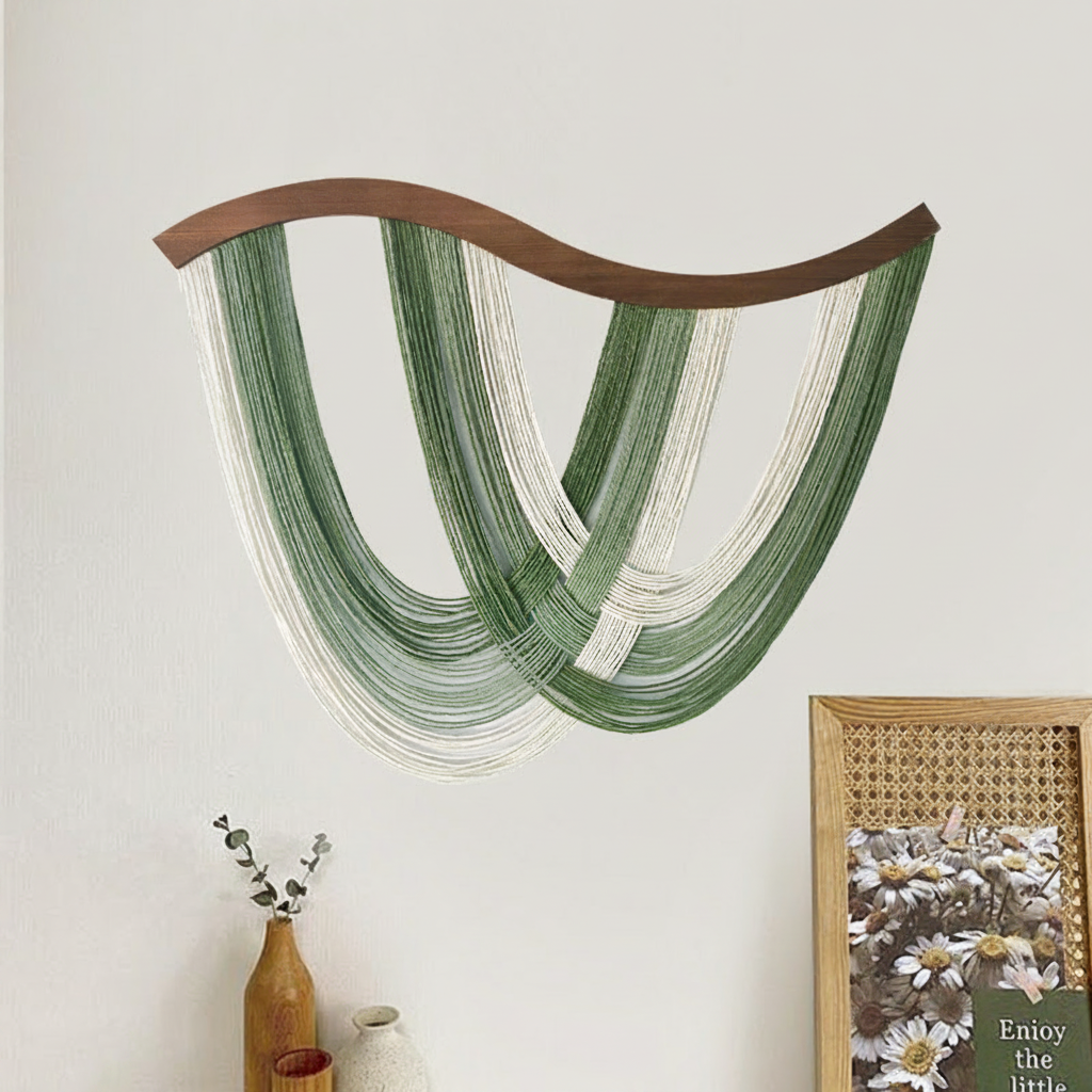 Tapiz Boho de algodón con flecos para pared 80x60 cm - 4