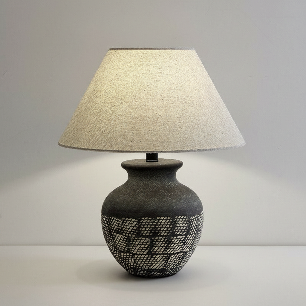 Lámpara de mesa cerámica estilo wabi-sabi zen decorativa - 3