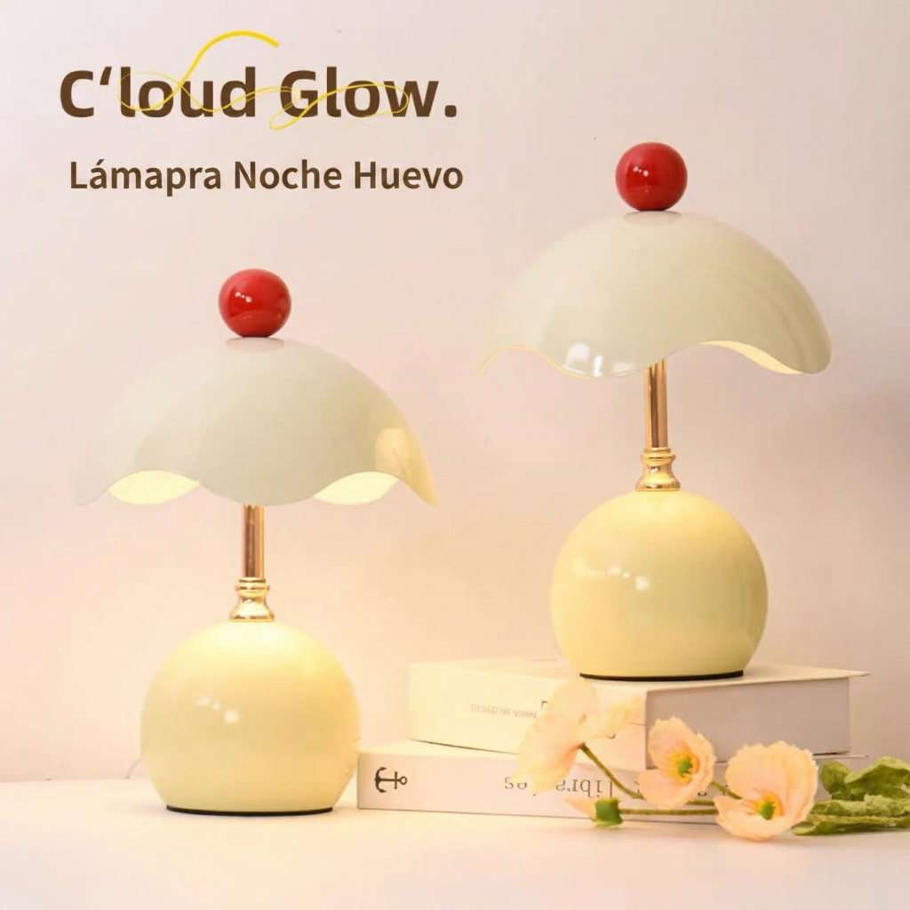 Lámpara de noche estilo huevo para recámara, base metálica - 3
