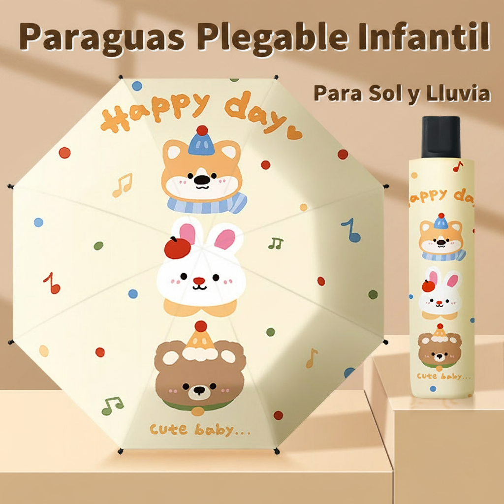 Paraguas Plegable Infantil con Protección UV UPF50+ - 3