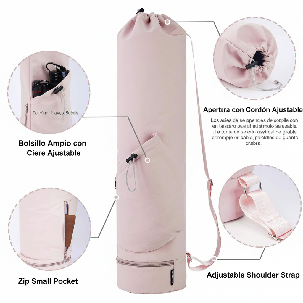 Mochila para yoga impermeable con porta tapete y portavasos - 3