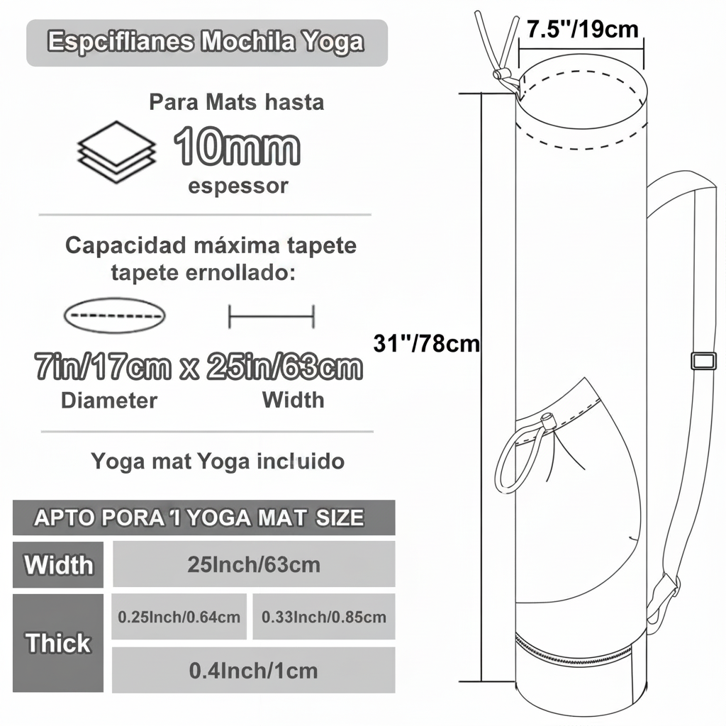 Mochila para yoga impermeable con porta tapete y portavasos - 4
