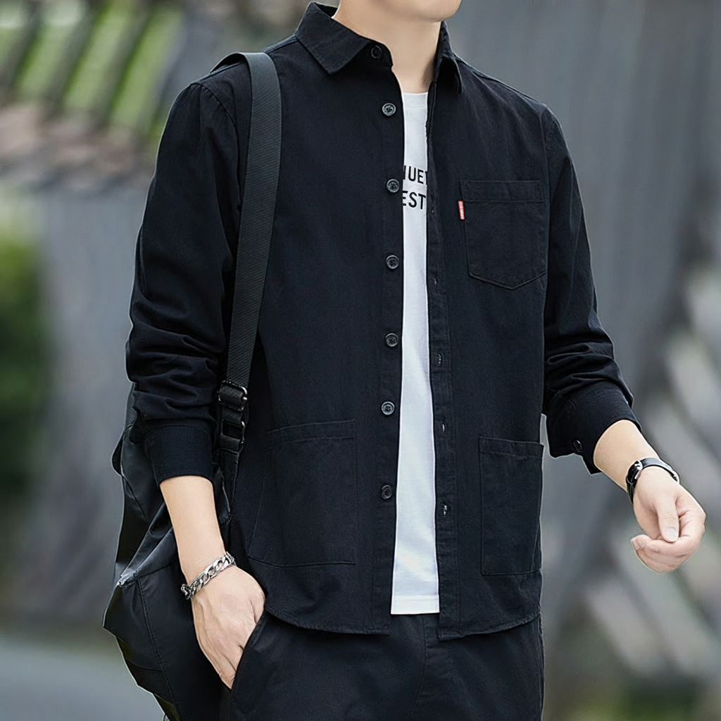 Camisa de manga larga holgada para hombre casual - 3
