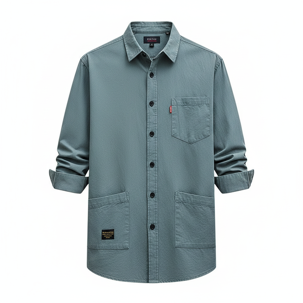 Camisa de manga larga holgada para hombre casual - 1