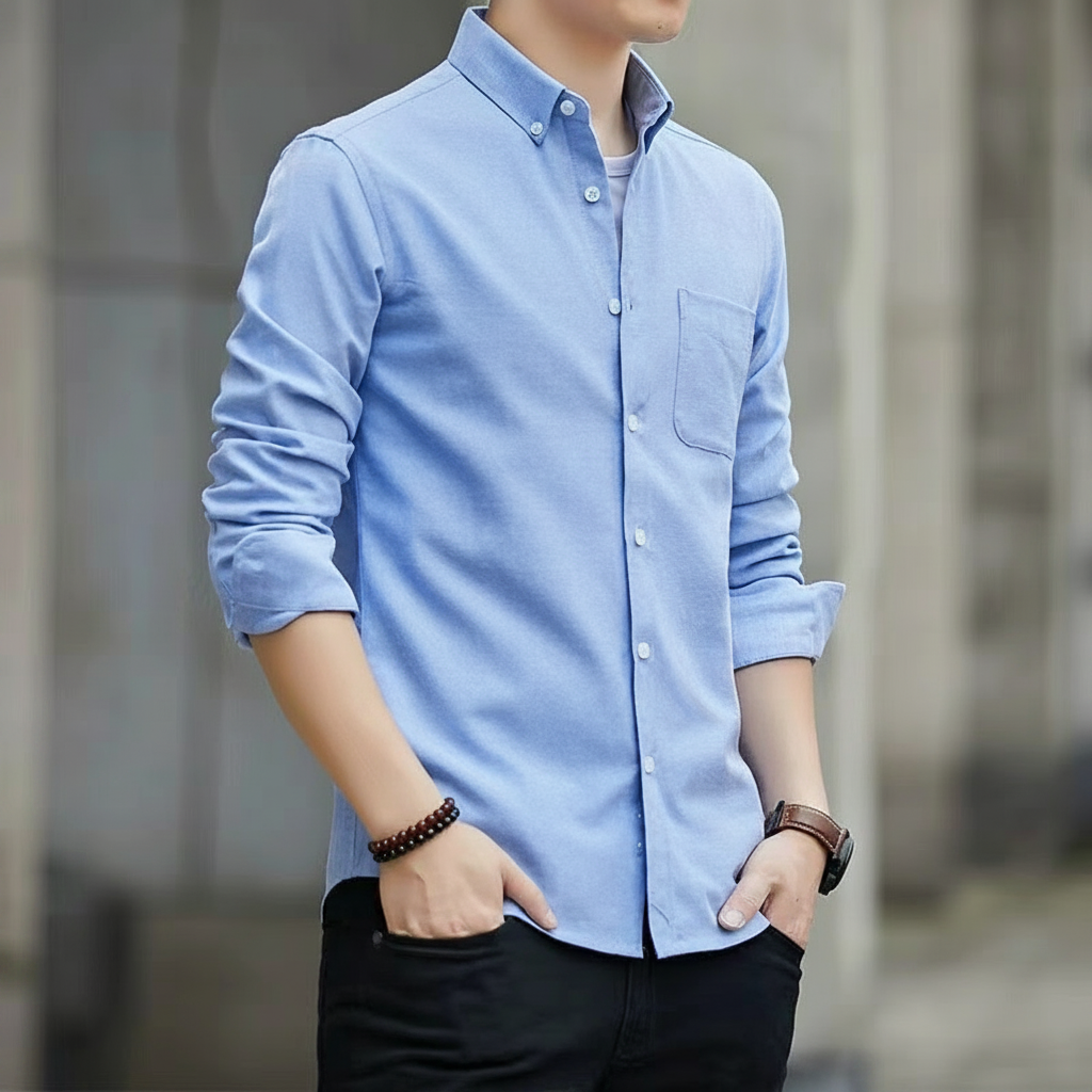 Camisa Oxford de Manga Larga Hombre Antiarrugas Slim Fit - 3