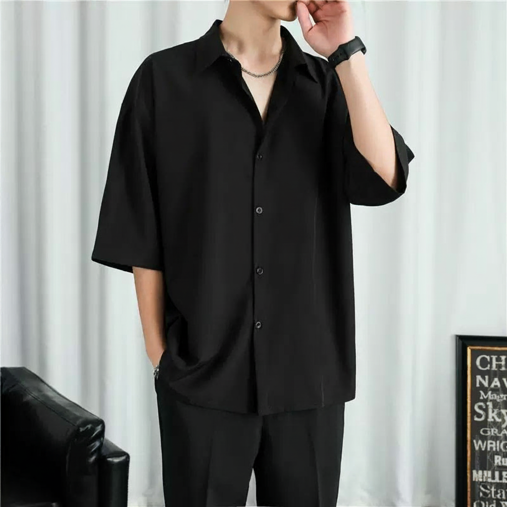 Camisa manga corta holgada de verano para hombre - 2