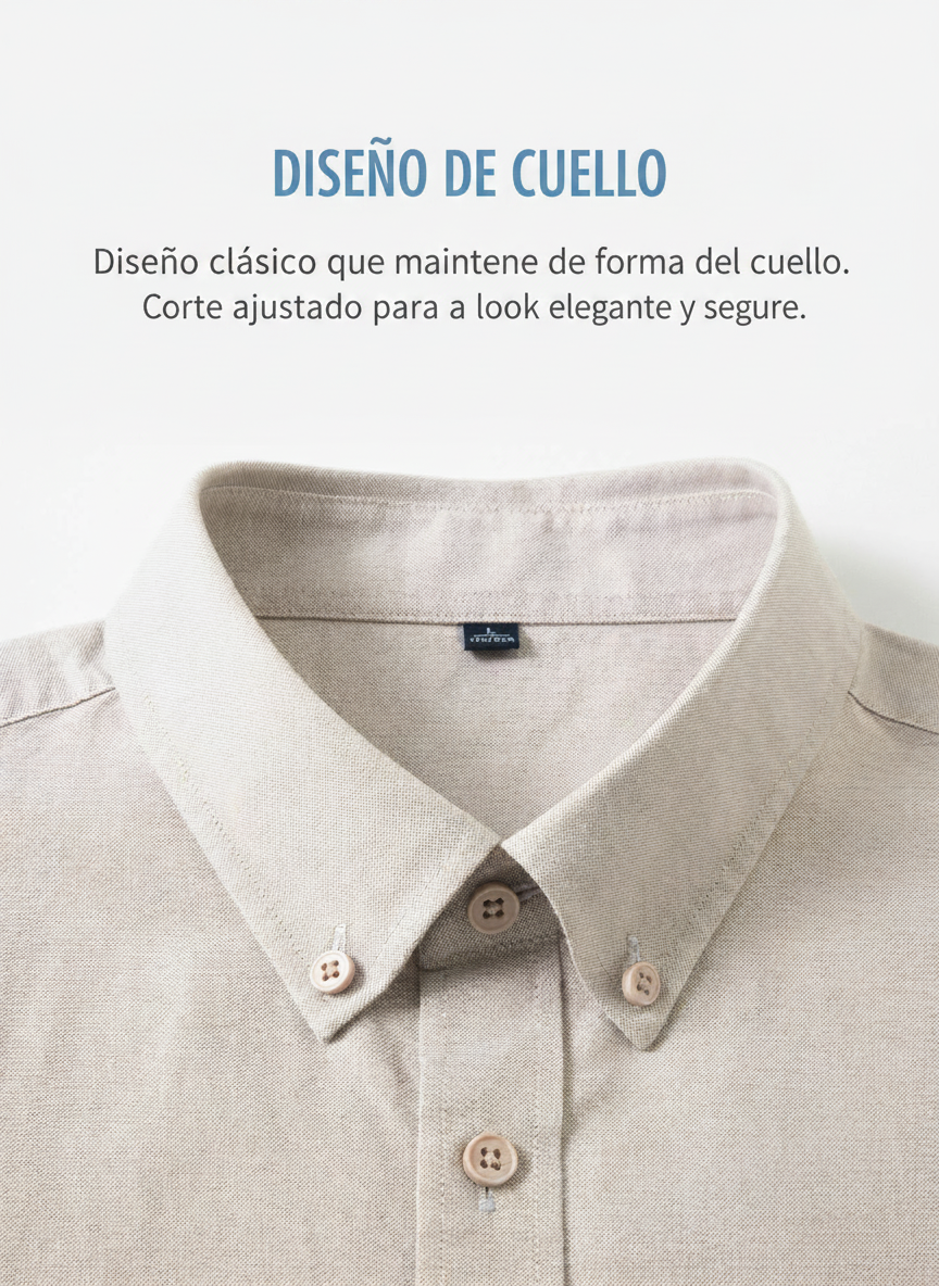 Camisa de algodón manga larga con cuello button-down - 3