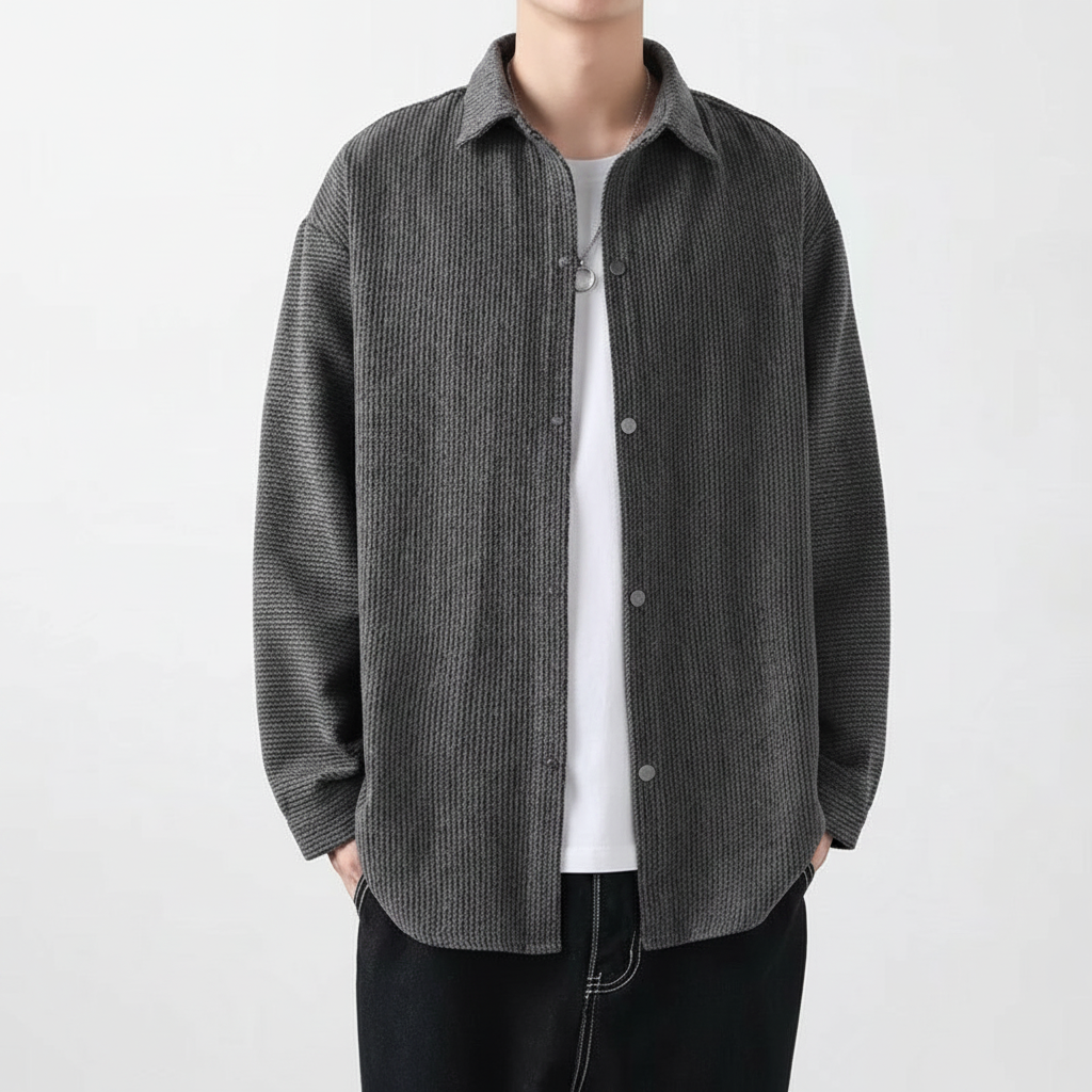 Camisa de pana para hombre corte holgado manga larga - 2