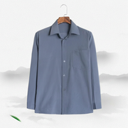 Camisa Hombre Talla Grande Suelta Manga Larga Lisa - 1