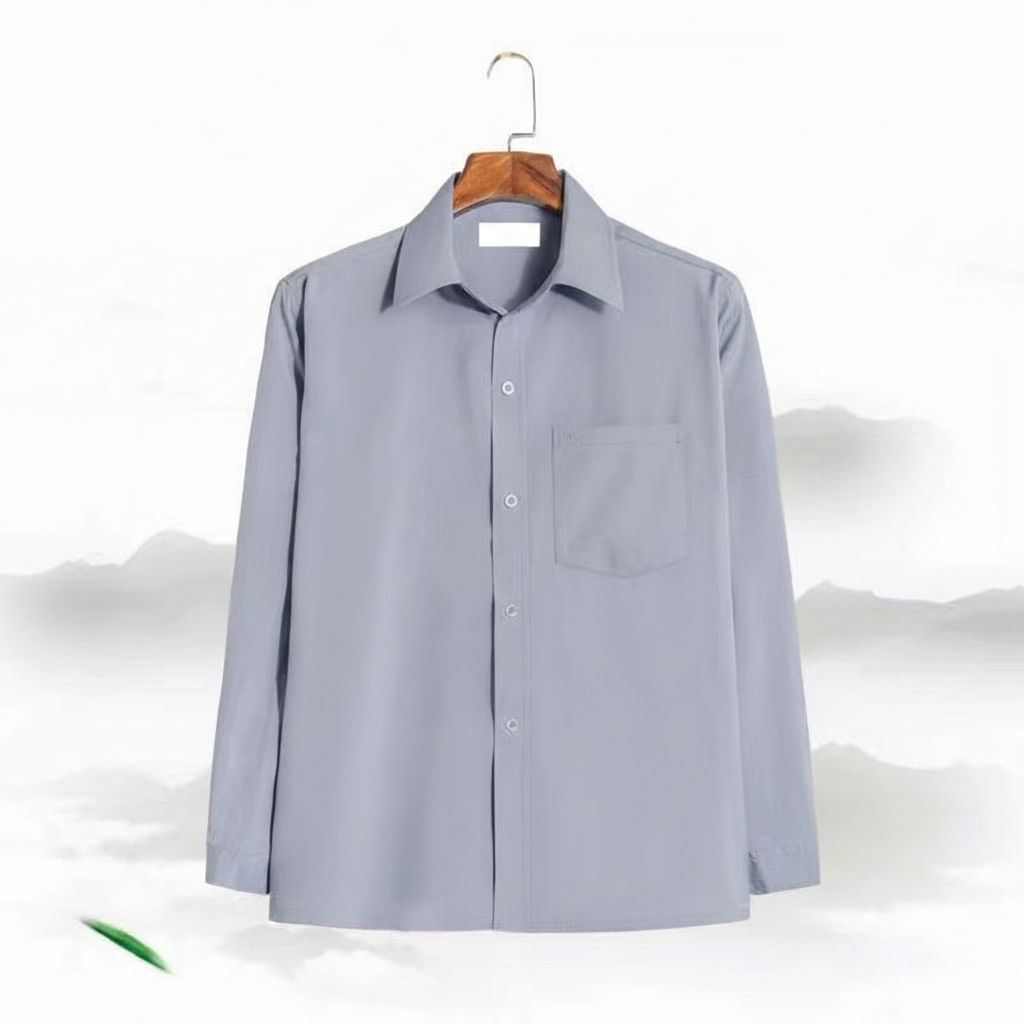 Camisa Hombre Talla Grande Suelta Manga Larga Lisa - 2