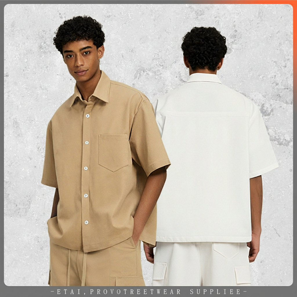 Camisa Boxy Manga Corta Estilo Cargo para Hombre - 3