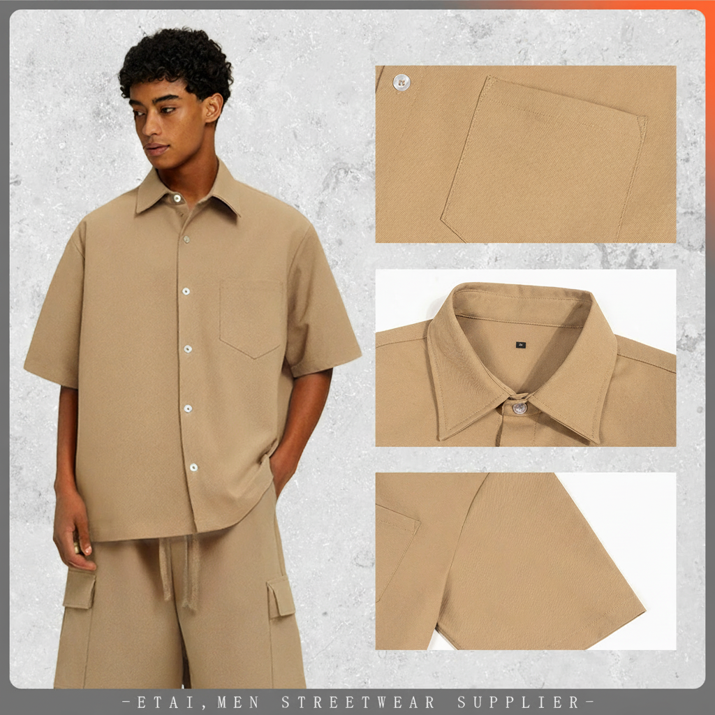 Camisa Boxy Manga Corta Estilo Cargo para Hombre - 4