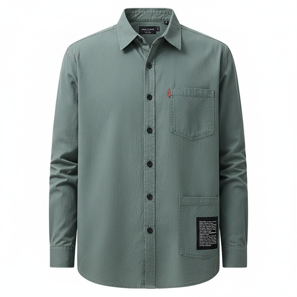 Camisa de hombre holgada manga larga sin arrugas - 1