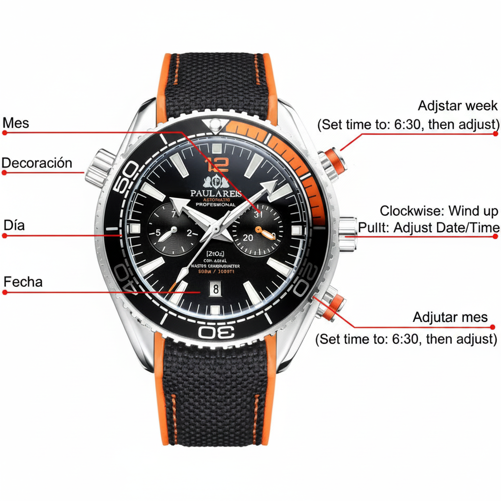 Reloj Mecánico Deportivo PAULAREIS Hombre Luminoso - 2
