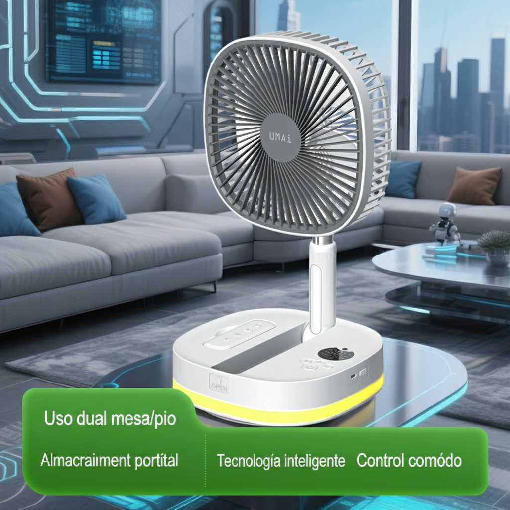 Ventilador Portátil Plegable con Luz LED y Control Remoto - 2
