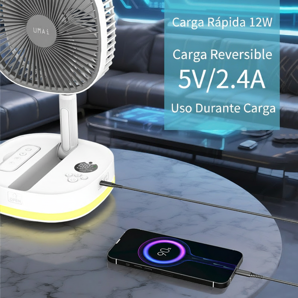 Ventilador Portátil Plegable con Luz LED y Control Remoto - 4
