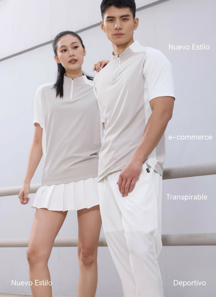 Playera Deportiva Hombre Media Cremallera Cuello Alto - 4
