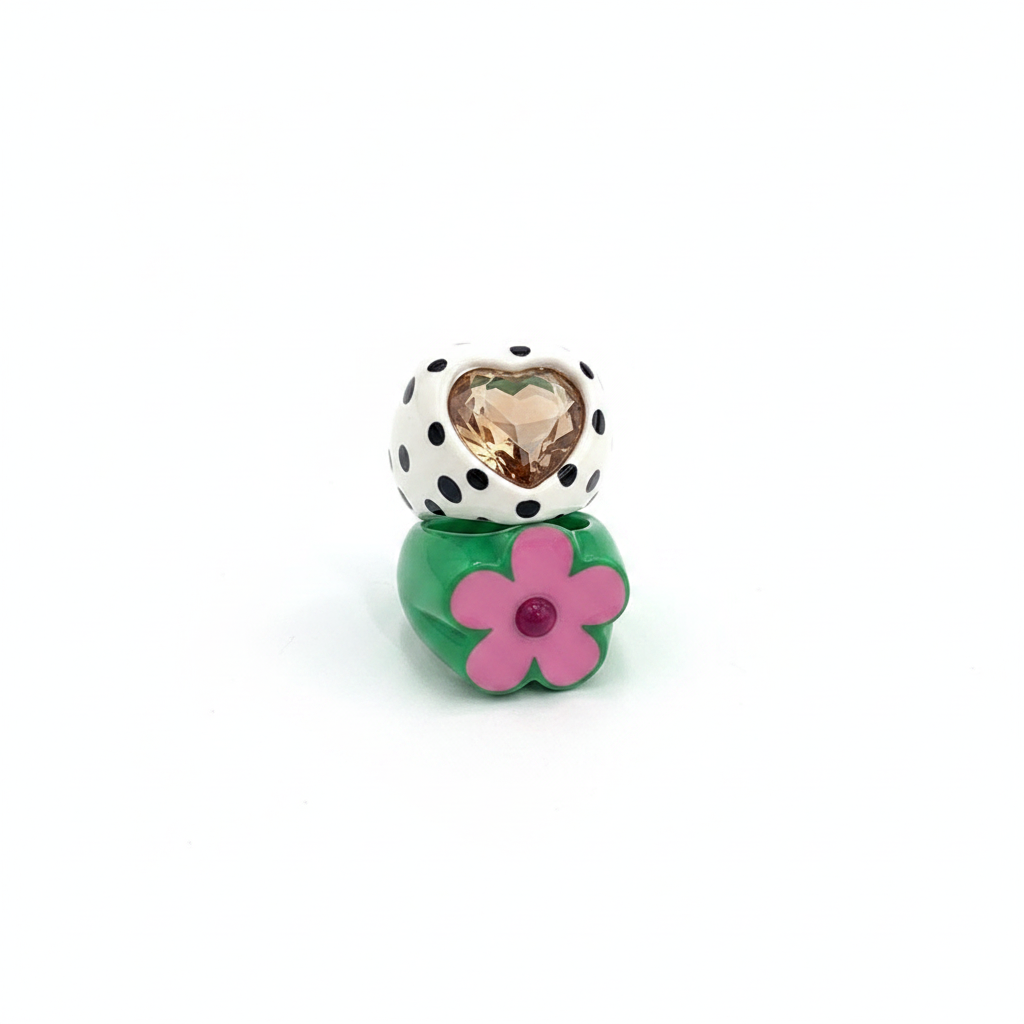 Anillo floral vintage con piedra gema talla única - 1