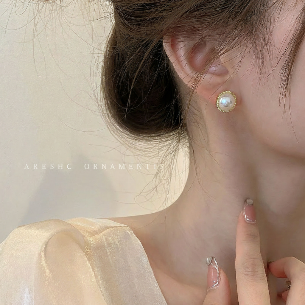 Aretes de perla con diseño geométrico chic 2025 - 4