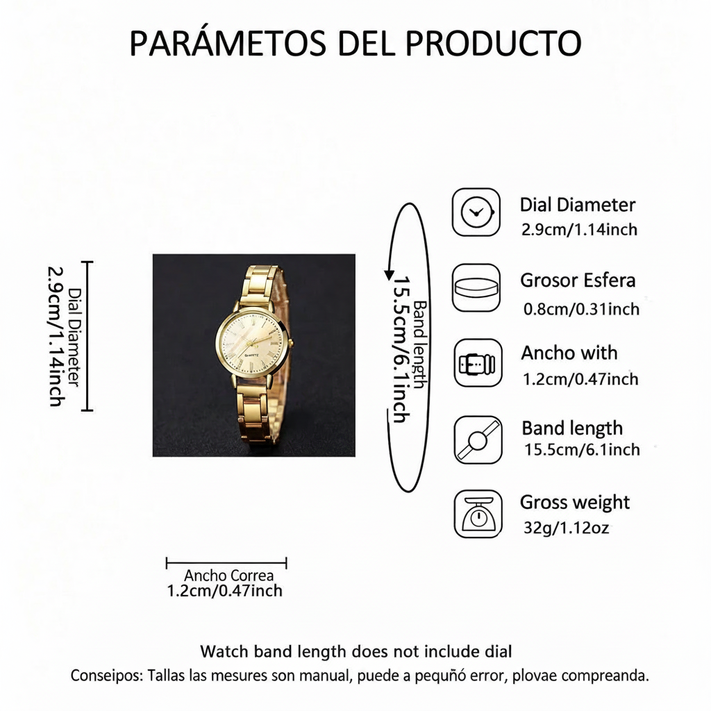 Reloj de Mujer con Pulsera de Cristal Set Elegante - 3