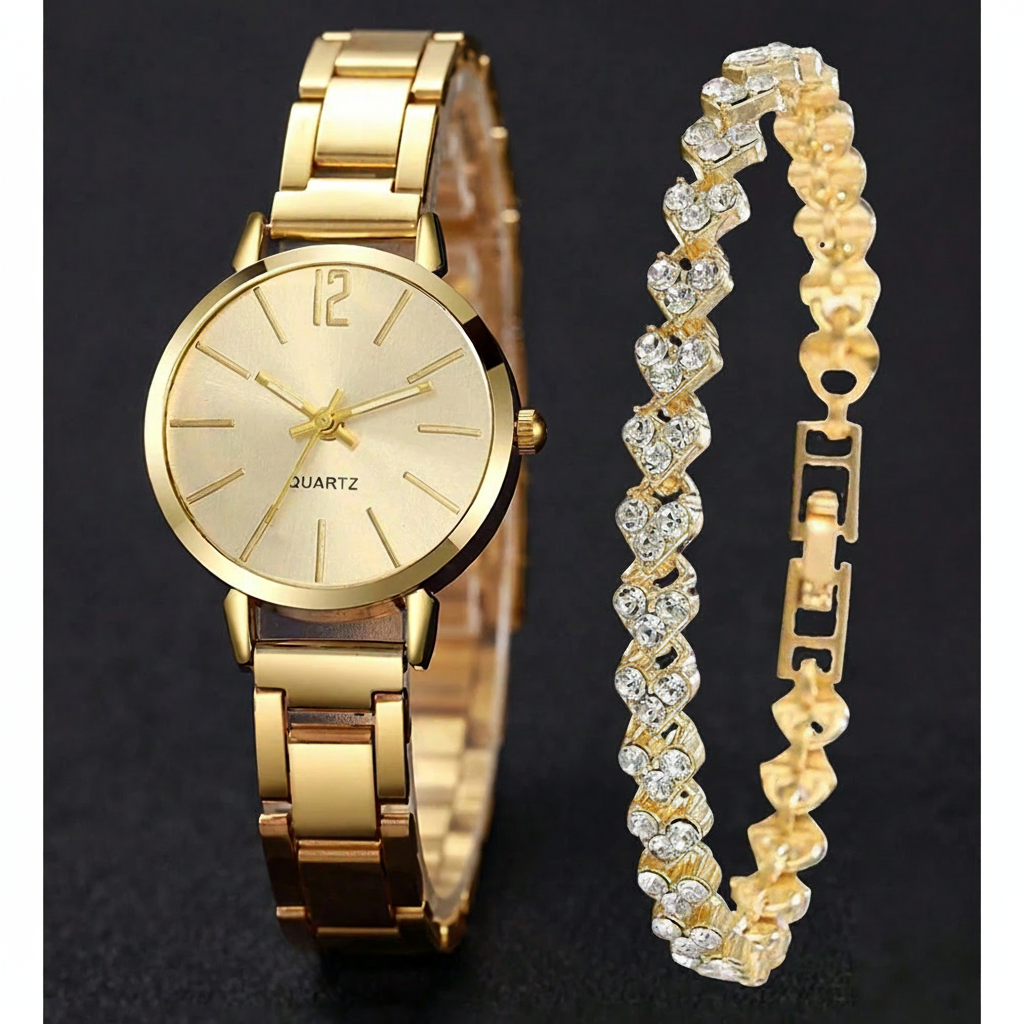 Reloj de Mujer con Pulsera de Cristal Set Elegante - 4