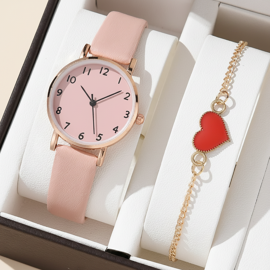 Reloj de Mujer con Pulsera de Corazón Set Casual - 3