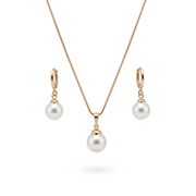Set de Collar y Aretes con Perlas Tono Lujoso - 1