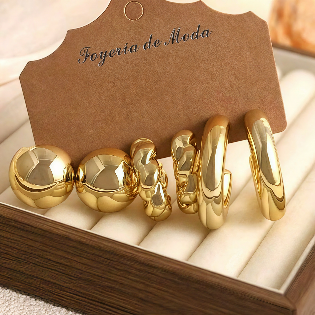 Set de Aretes Geométricos Minimalistas 3 Piezas - 3